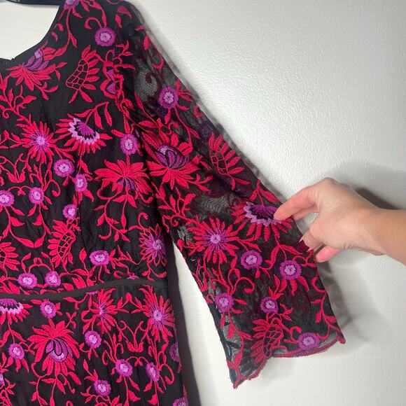 Adrianna Papell Floral Lace Embroidered Sheath Dress Sheer Sleeves Plus Size 14 - Picture 7 of 13